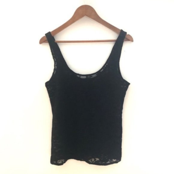 Aritzia Talula Tank-Top black floral lace Size M - Picture 4 of 6